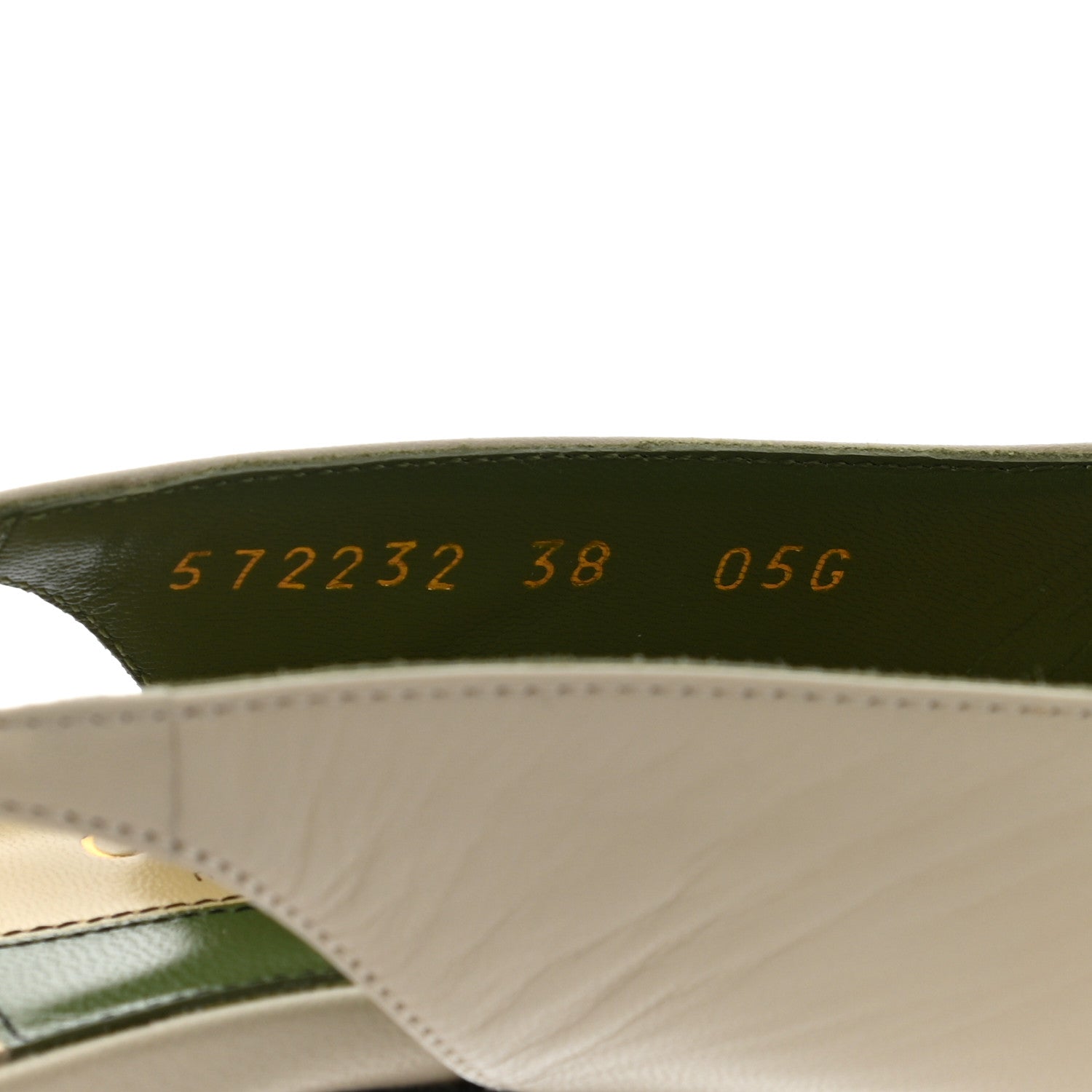Gucci Malaga Kid Half Moon GG Square Toe Slingback Pumps 38 Vintage White 8 of 8