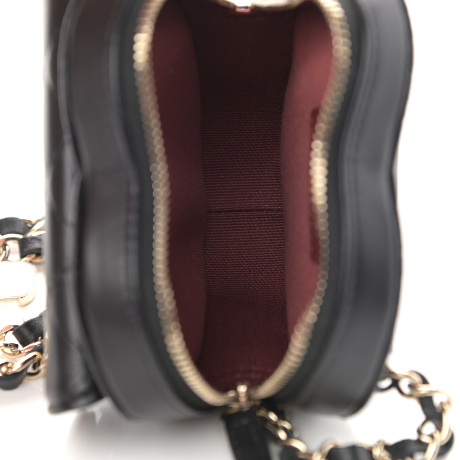 Chanel Lambskin Quilted CC In Love Heart Waist Belt Bag With Chain Black 5 of 12