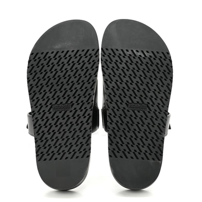 Hermes Calfskin Womens Chypre Sandals 38.5 Black 5 of 9