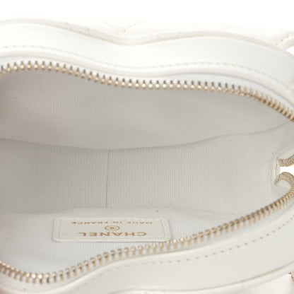 Chanel Lambskin Quilted CC In Love Heart Clutch With Chain White 5 of 10