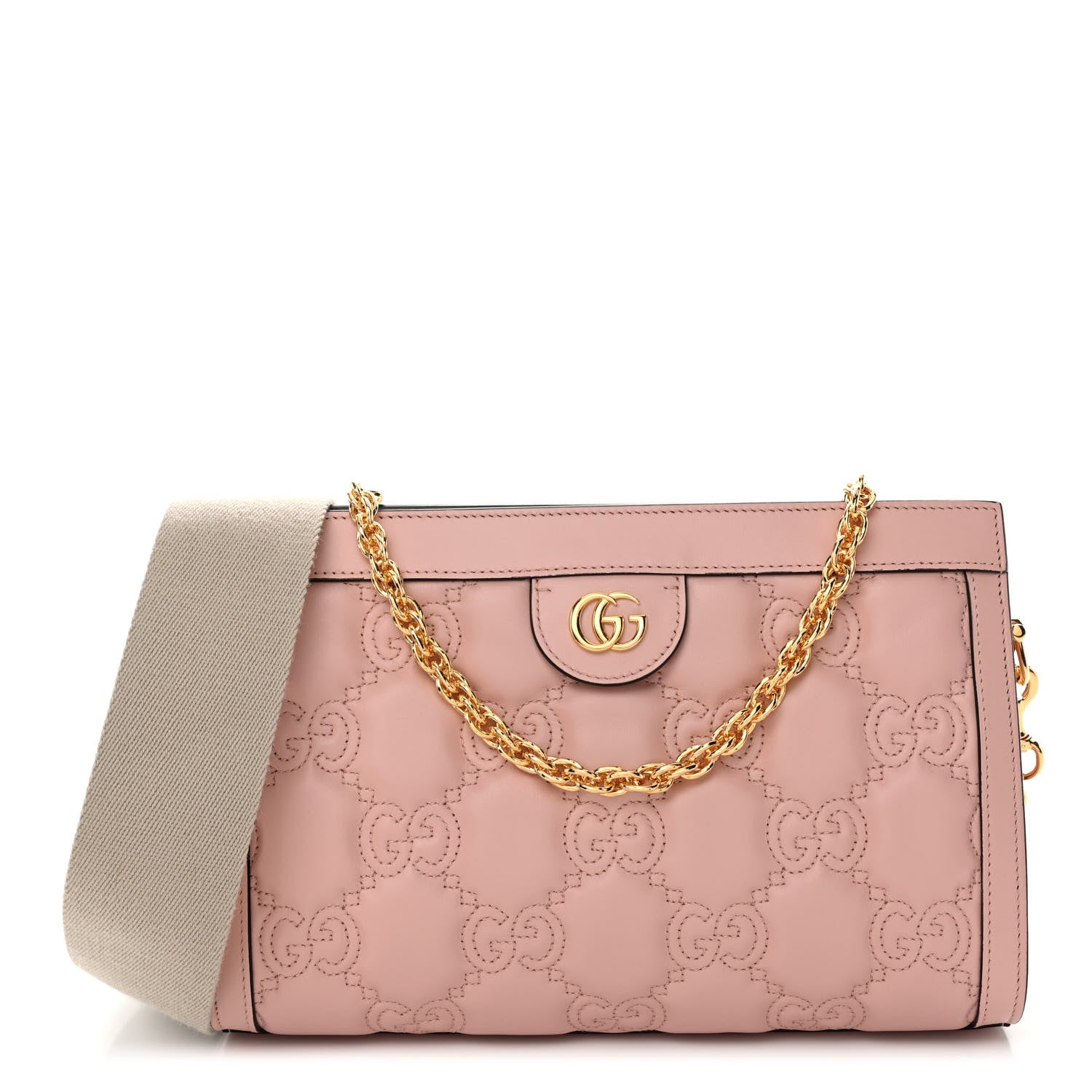 Gucci Calfskin GG Matelasse Small Slim Chain Shoulder Bag Perfect Pink Natural 1 of 10