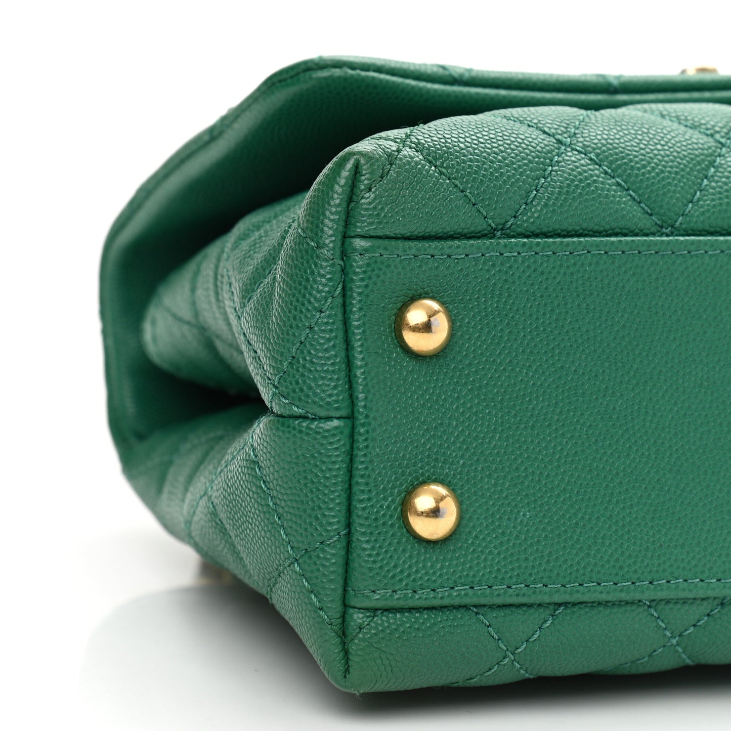 Caviar Quilted Mini Coco Handle Flap Green