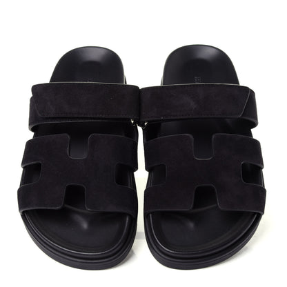 Hermes Suede Goatskin Womens Chypre Sandals 36 Black 5 of 11