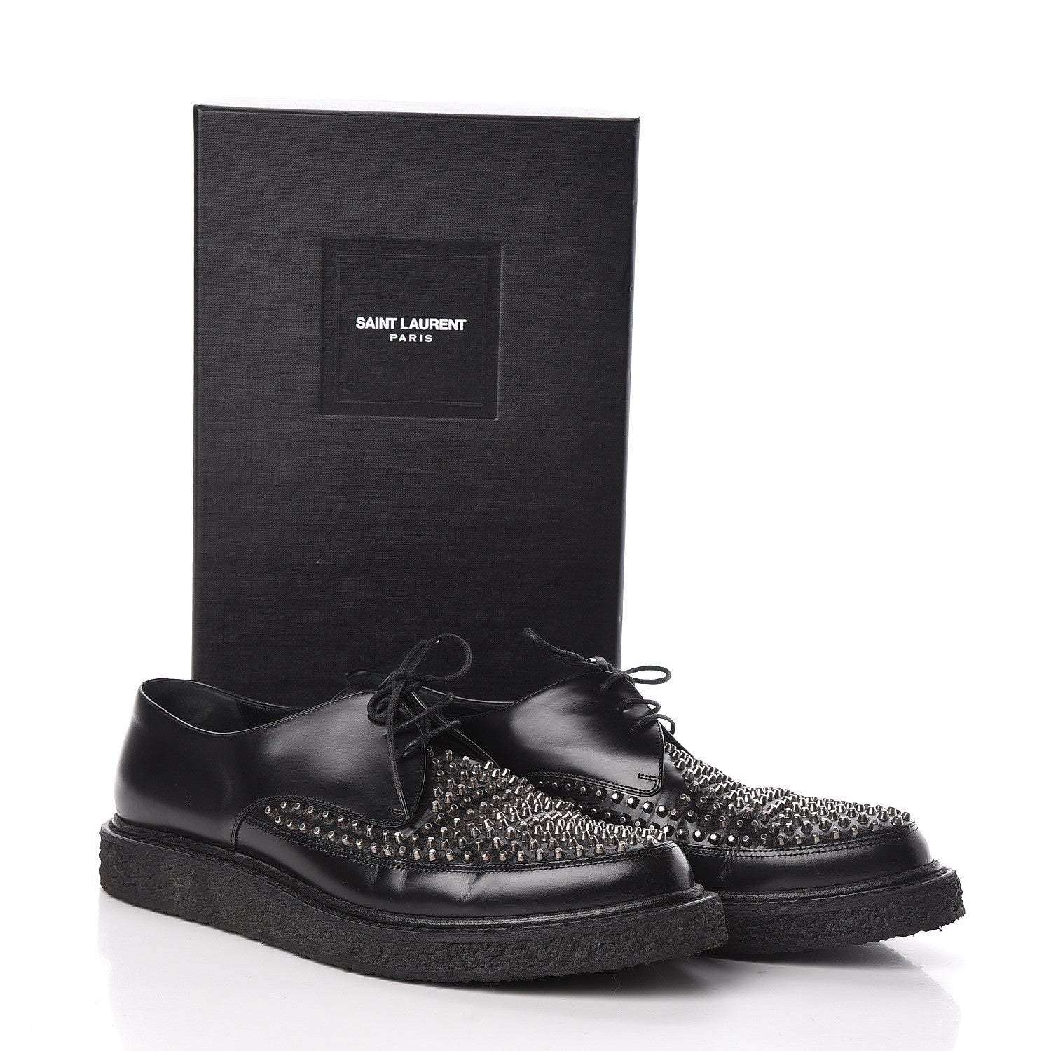 Saint Laurent Calfskin Studded Mens Creepers 45 Black 485516