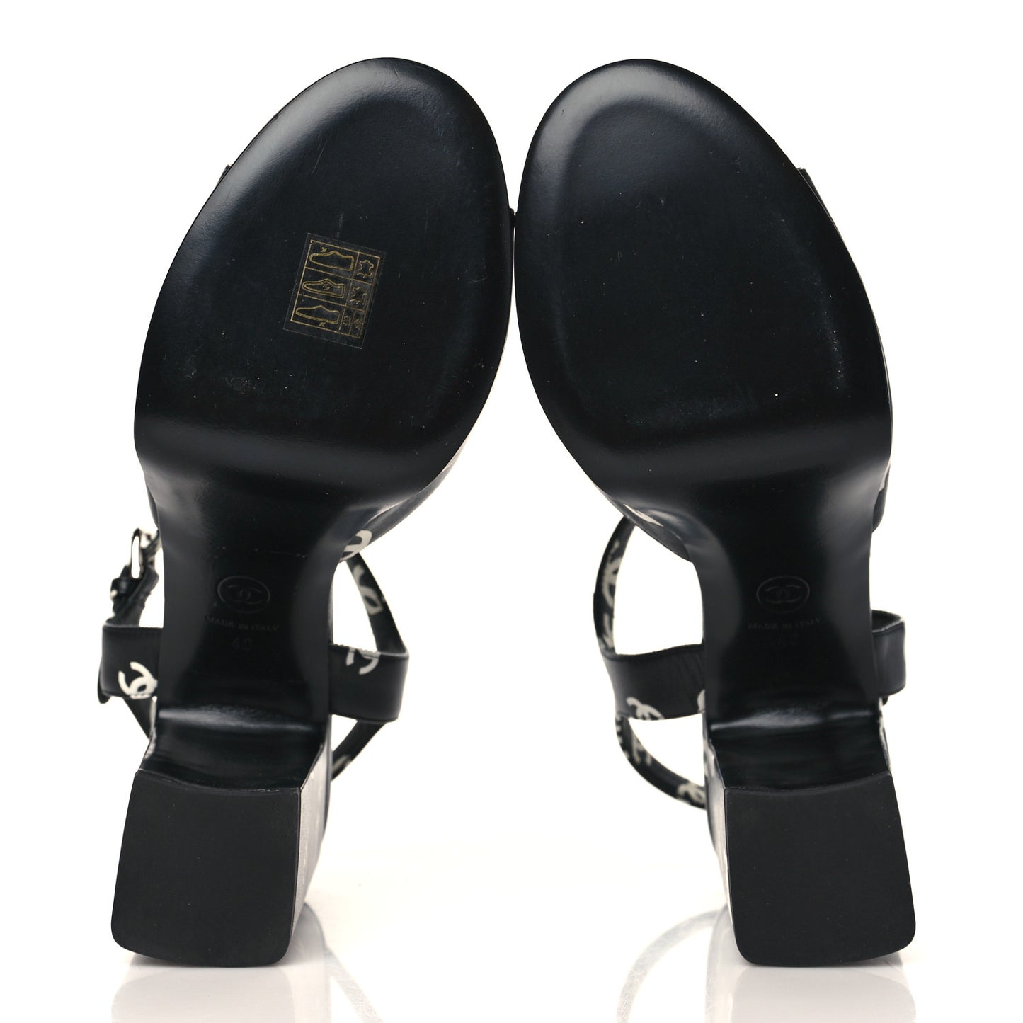 Printed Lambskin Coco Beach Platform Sandals 40 Black White