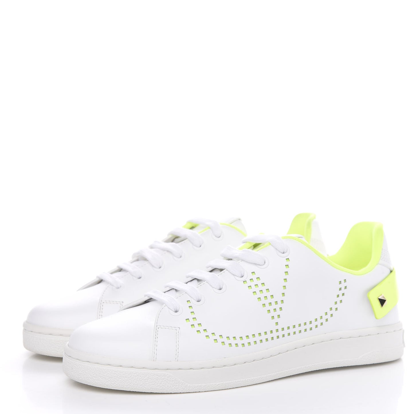 Calfskin Womens Backnet Sneakers 36 White Fluo Yellow