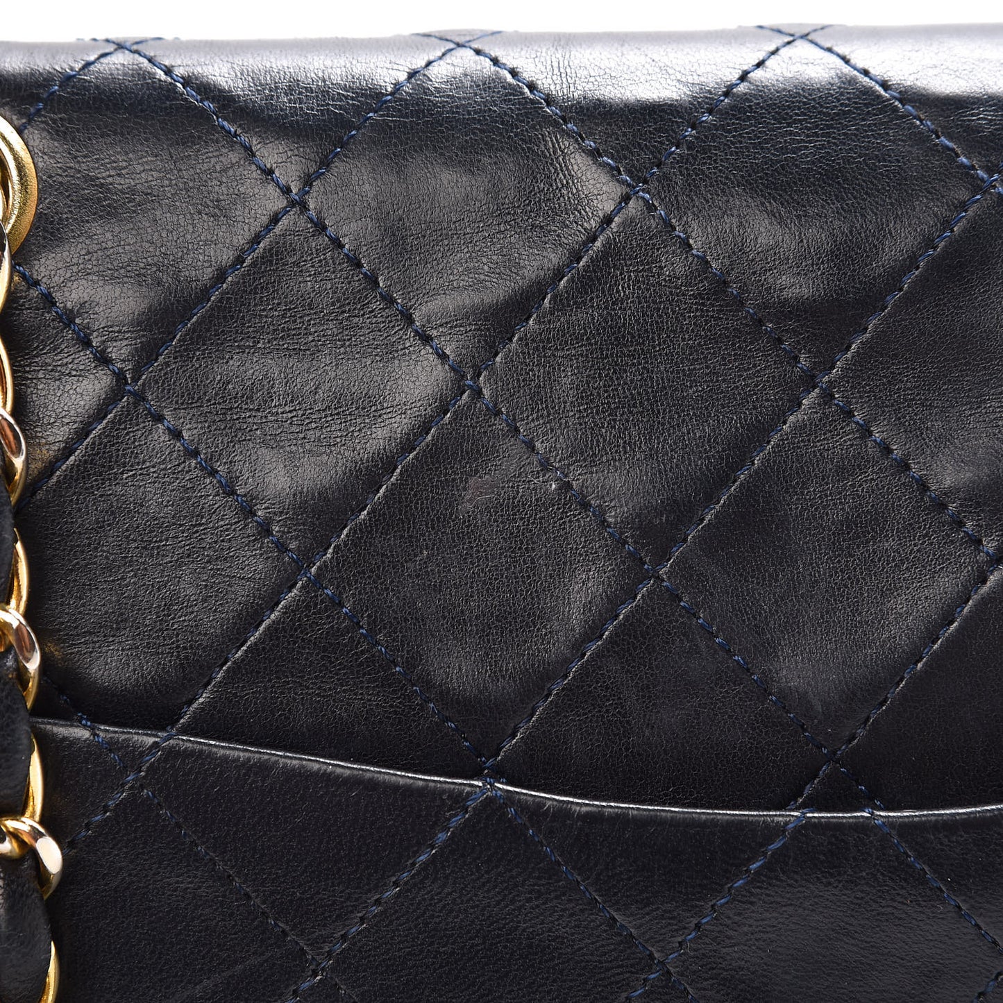Lambskin Quilted Medium Double Flap Navy