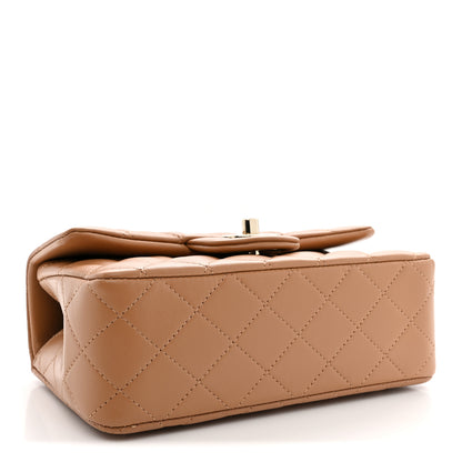 Chanel Lambskin Quilted Mini Top Handle Rectangular Flap Dark Beige 4 of 10