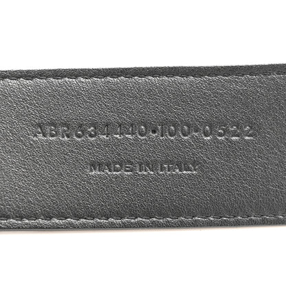 Saint Laurent Calfskin Crocodile Embossed Monogram Square Buckle Belt 100 40 Black 6 of 7