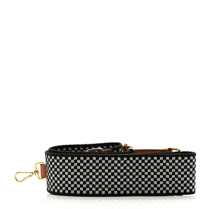Fendi Ribbon Vitello King Logo Embossed Gingham Woven Adjustable Strap You Panna Black Cuoio 2 of 4