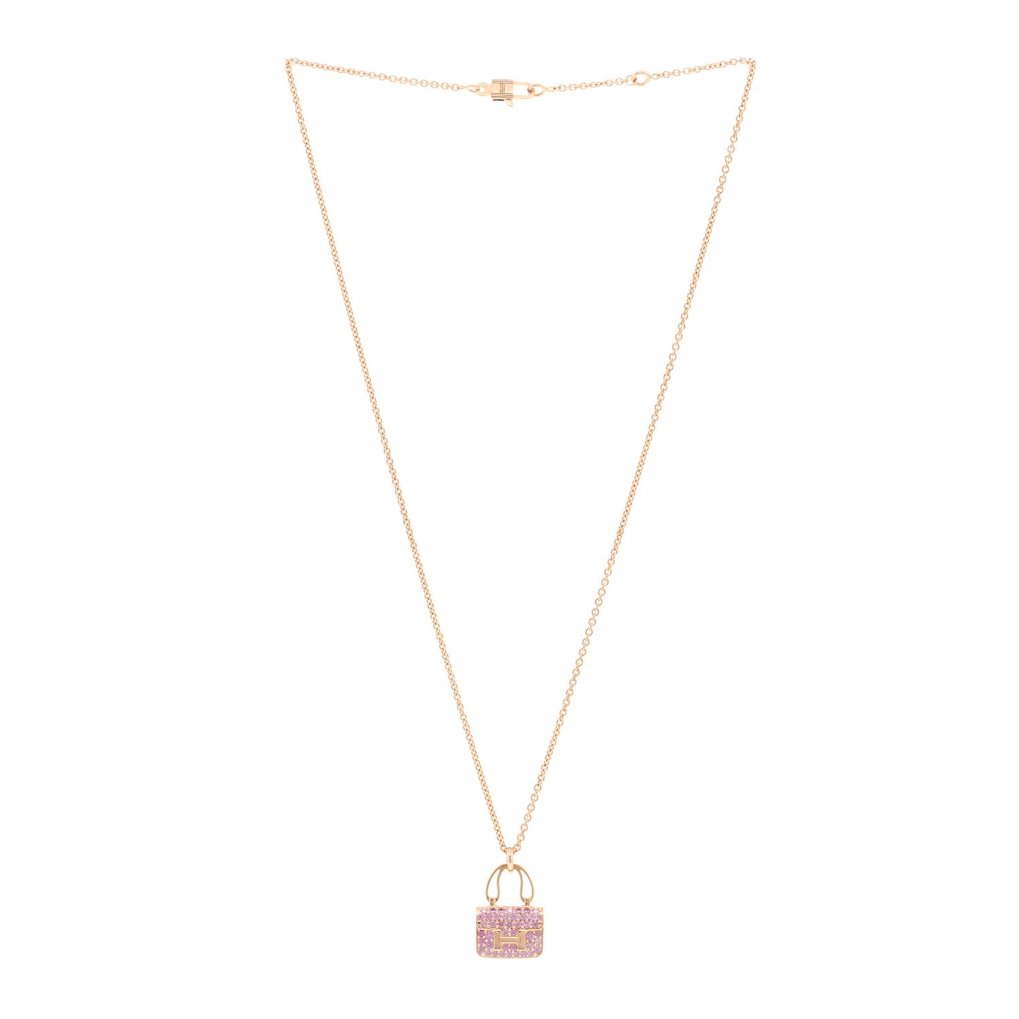 18K Rose Gold Pink Sapphire Constance Amulettes Pendant Necklace