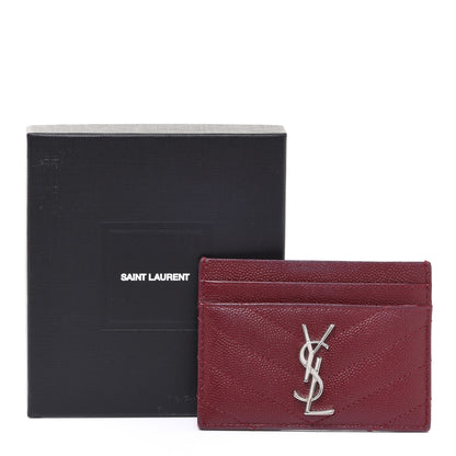 Saint Laurent Grain De Poudre Matelasse Chevron Monogram Credit Card Case Palissandre 13 of 13