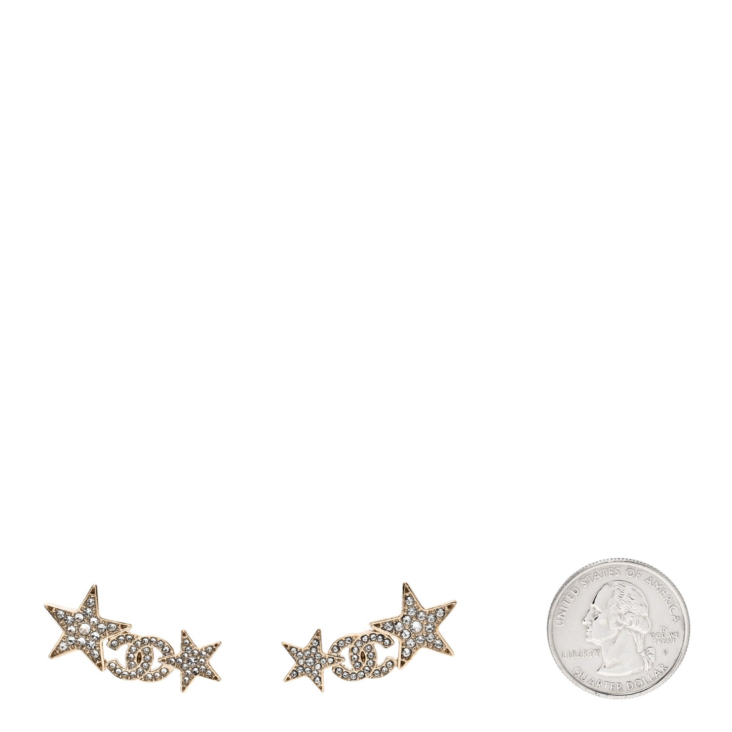 Crystal Star CC Earrings Gold