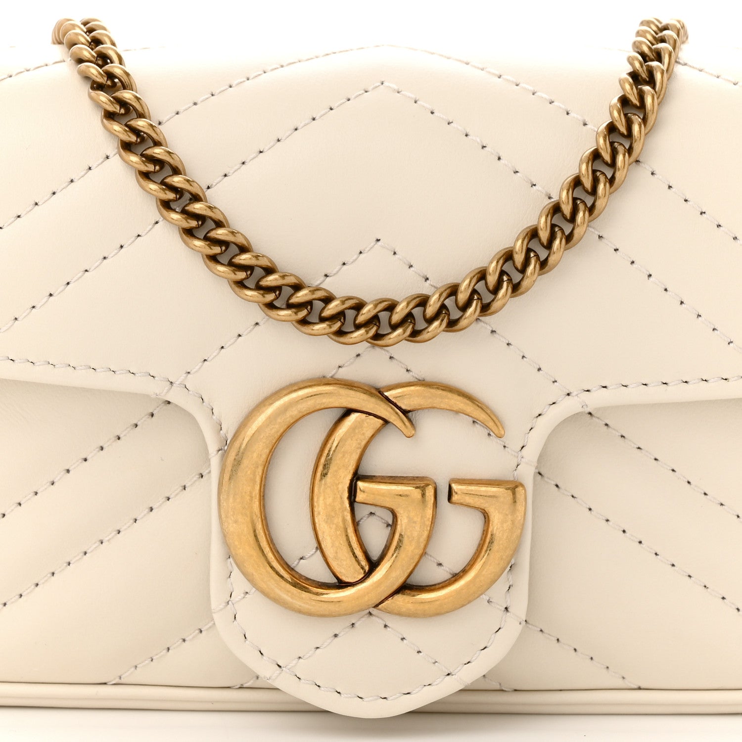 Gucci Calfskin Matelasse Super Mini GG Marmont Shoulder Bag White 8 of 12