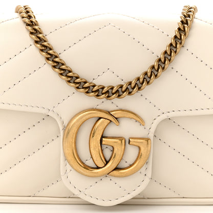 Gucci Calfskin Matelasse Super Mini GG Marmont Shoulder Bag White 8 of 12