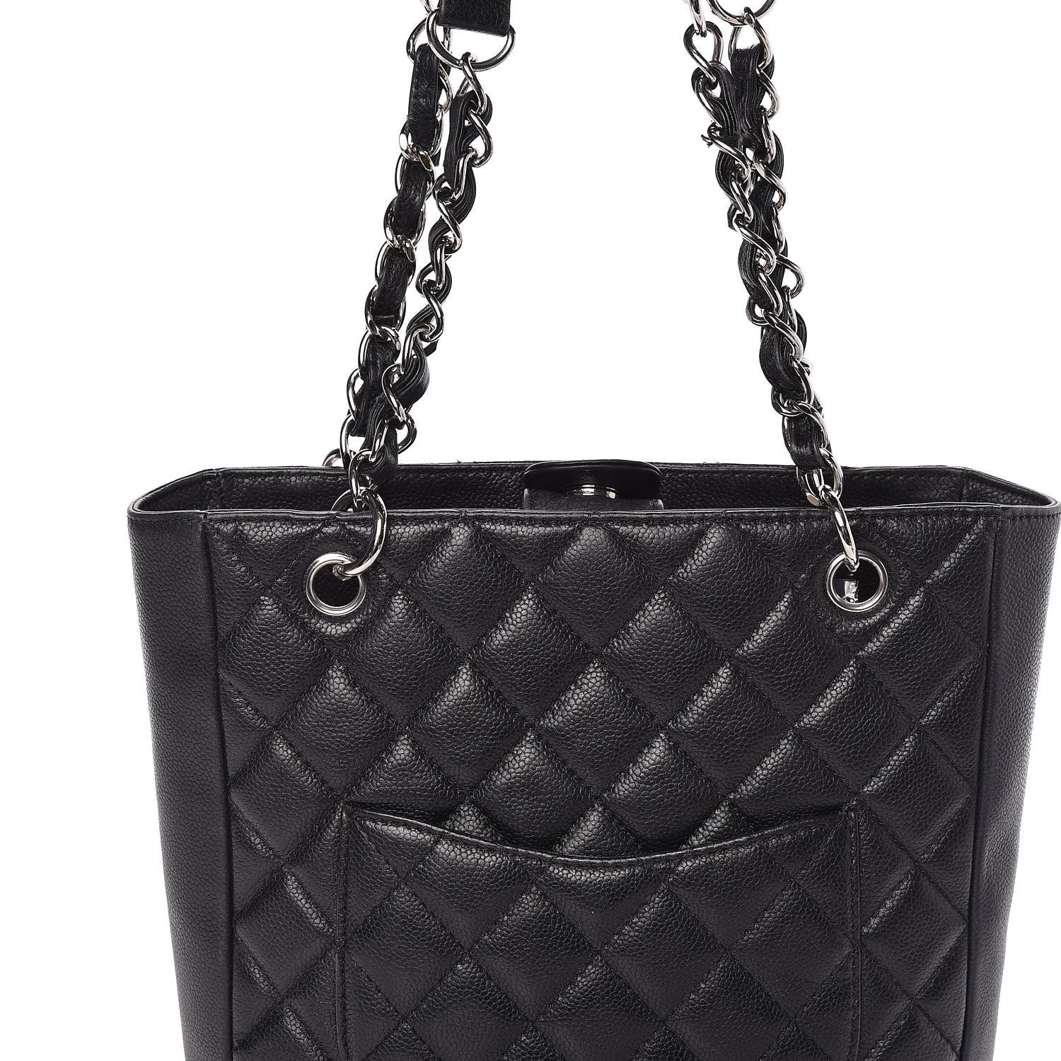 Chanel Caviar Quilted Petit Shopping Tote PST Black 15 of 22