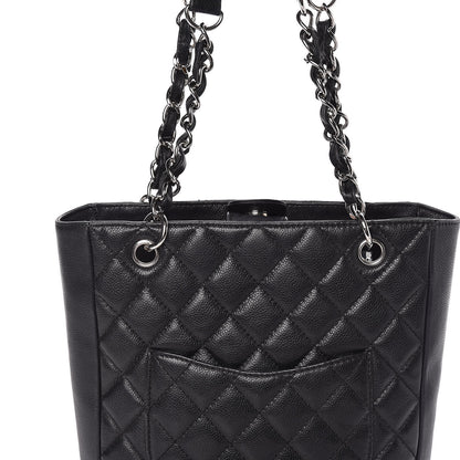 Chanel Caviar Quilted Petit Shopping Tote PST Black 15 of 22