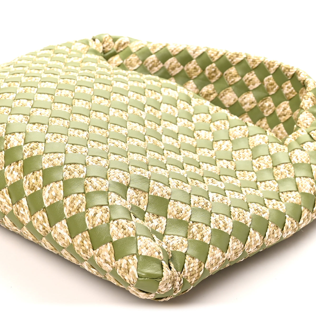 Nappa Raffia Intrecciato Small Hop Green Natural