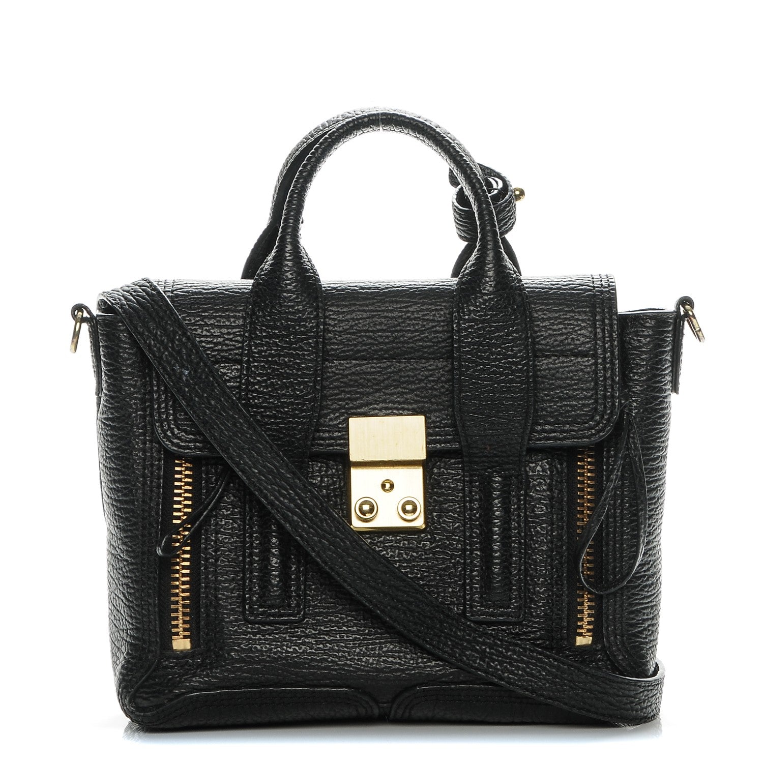 3.1 Phillip Lim 3.1 Textured Calfskin Mini Pashli Satchel Black 1 of 7
