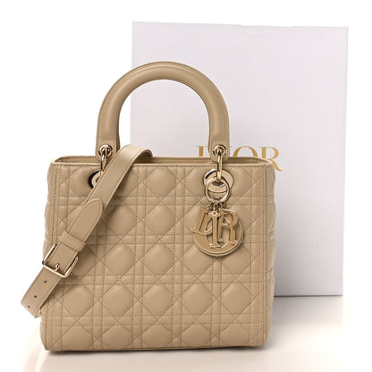 Christian Dior Lambskin Cannage Medium Lady Dior Sand 10 of 10