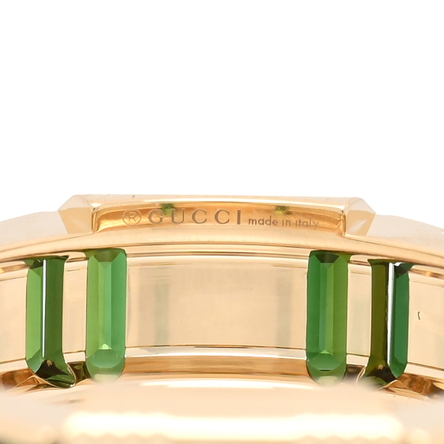 18K Yellow Gold Green Tourmaline 7mm Link to Love Ring 51 5.75