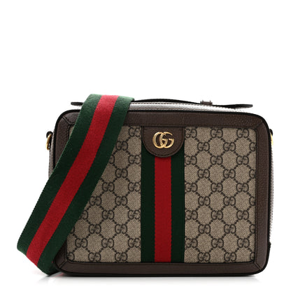Gucci GG Supreme Monogram Web Small Ophidia Top Handle Shoulder Bag Brown 1 of 14