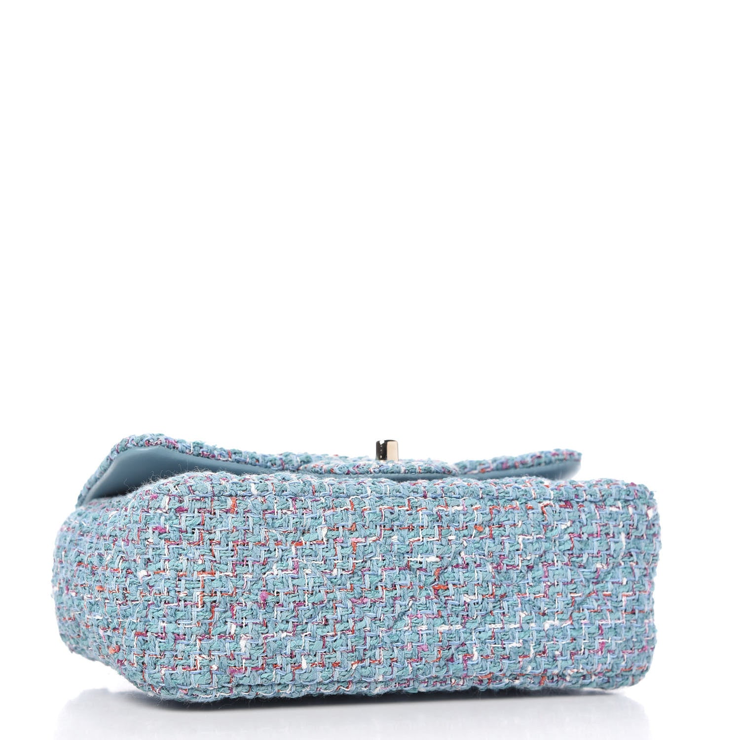 Chanel Tweed Quilted Mini Rectangular Flap Turquoise Purple White Red 4 of 10