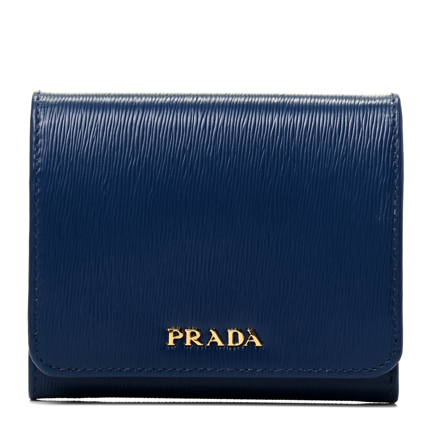 Prada Vitello Move Bi-Color Tri-Fold Compact Wallet Bluette Astrale 1 of 6