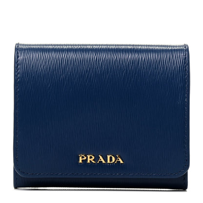 Prada Vitello Move Bi-Color Tri-Fold Compact Wallet Bluette Astrale 1 of 6