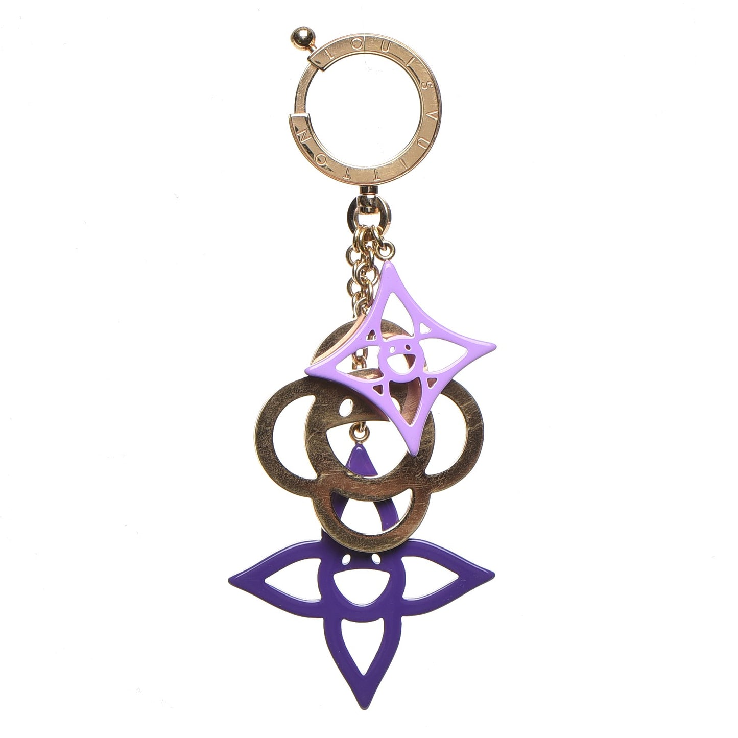 Brass Enamel Cosmic Blossom Bag Charm Violet