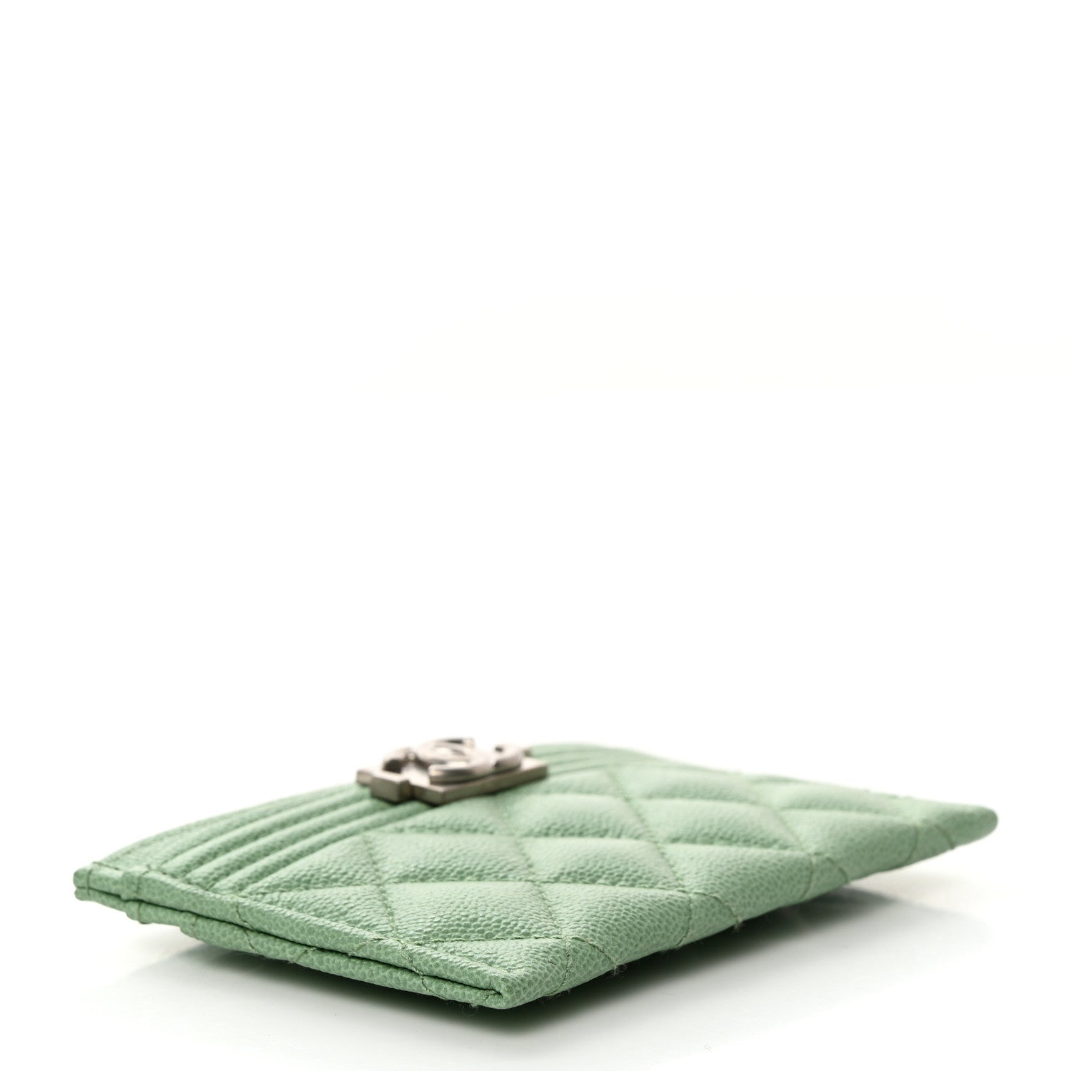 Chanel Caviar Quilted Boy Card Holder Light Green 4 of 9