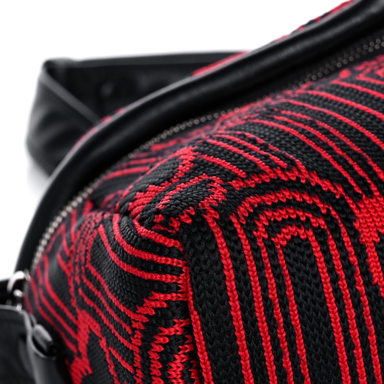 Prada Maglia Jacquard Signaux Bag Black Rosso 9 of 13