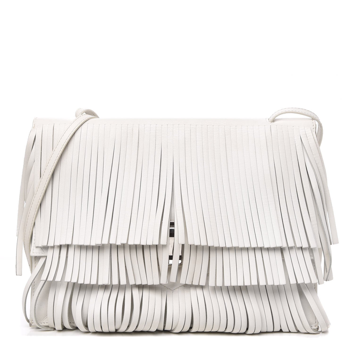 Proenza Schouler Calfskin Large Fringe Lunch Bag White 1 of 12