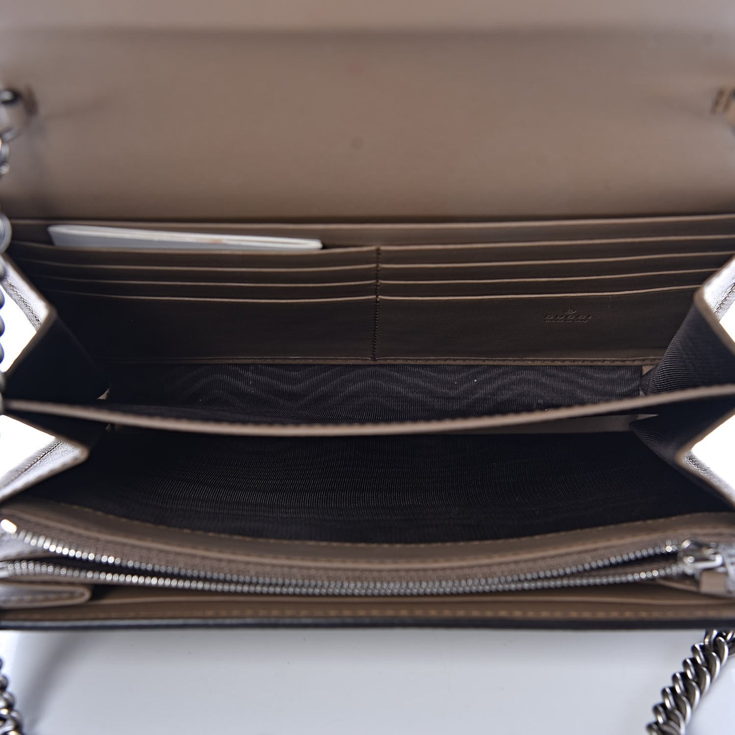 GG Supreme Monogram Mini Dionysus Chain Wallet Beige Taupe