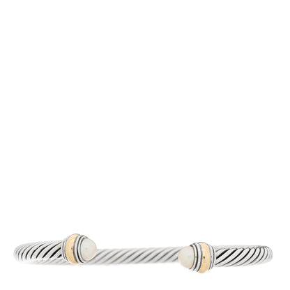 David Yurman Sterling Silver 14K Yellow Gold Cultured Pearl 5mm Cable Classics Petite Color Bracelet 1 of 3