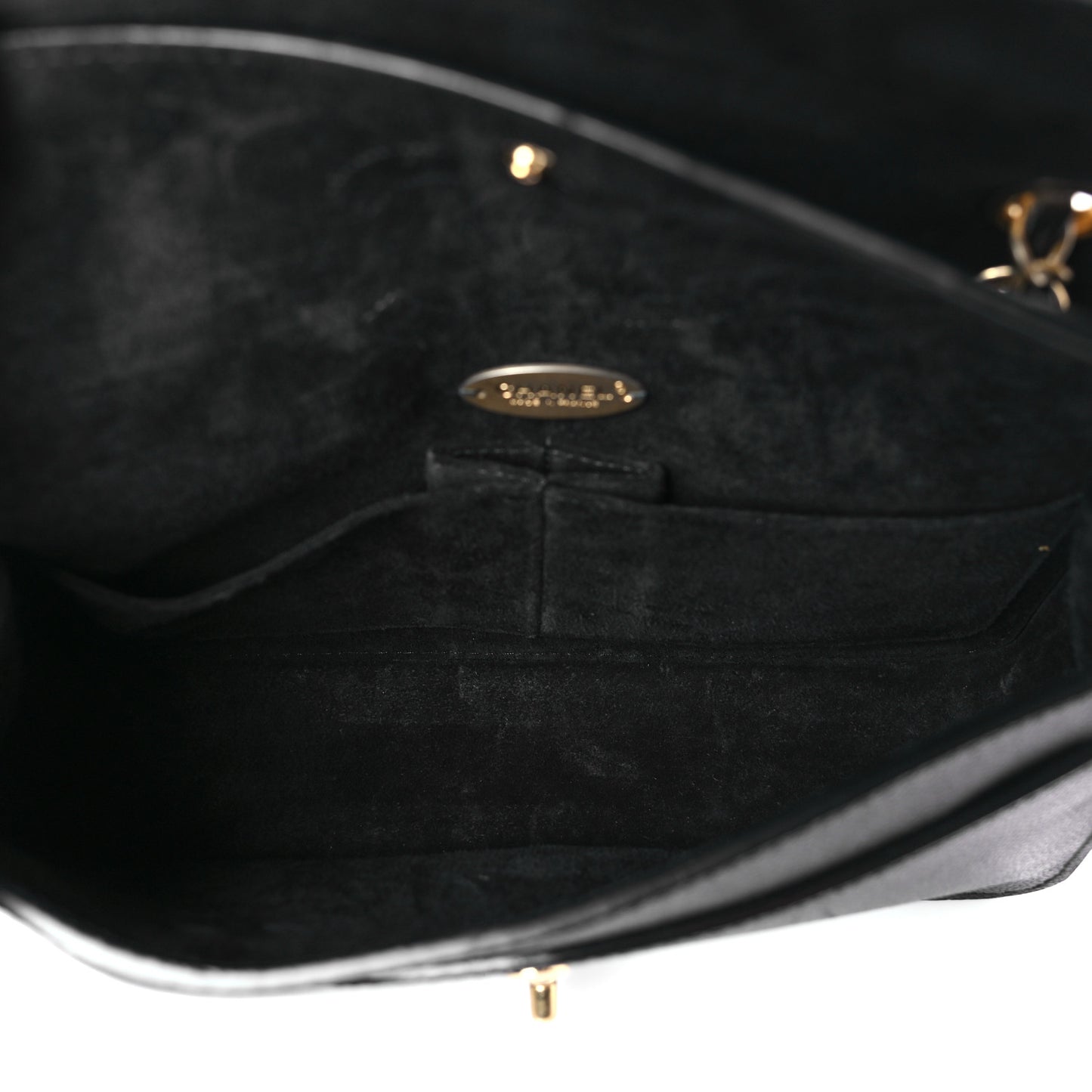 Grained Calfskin Medium Classic Pure Double Flap Black