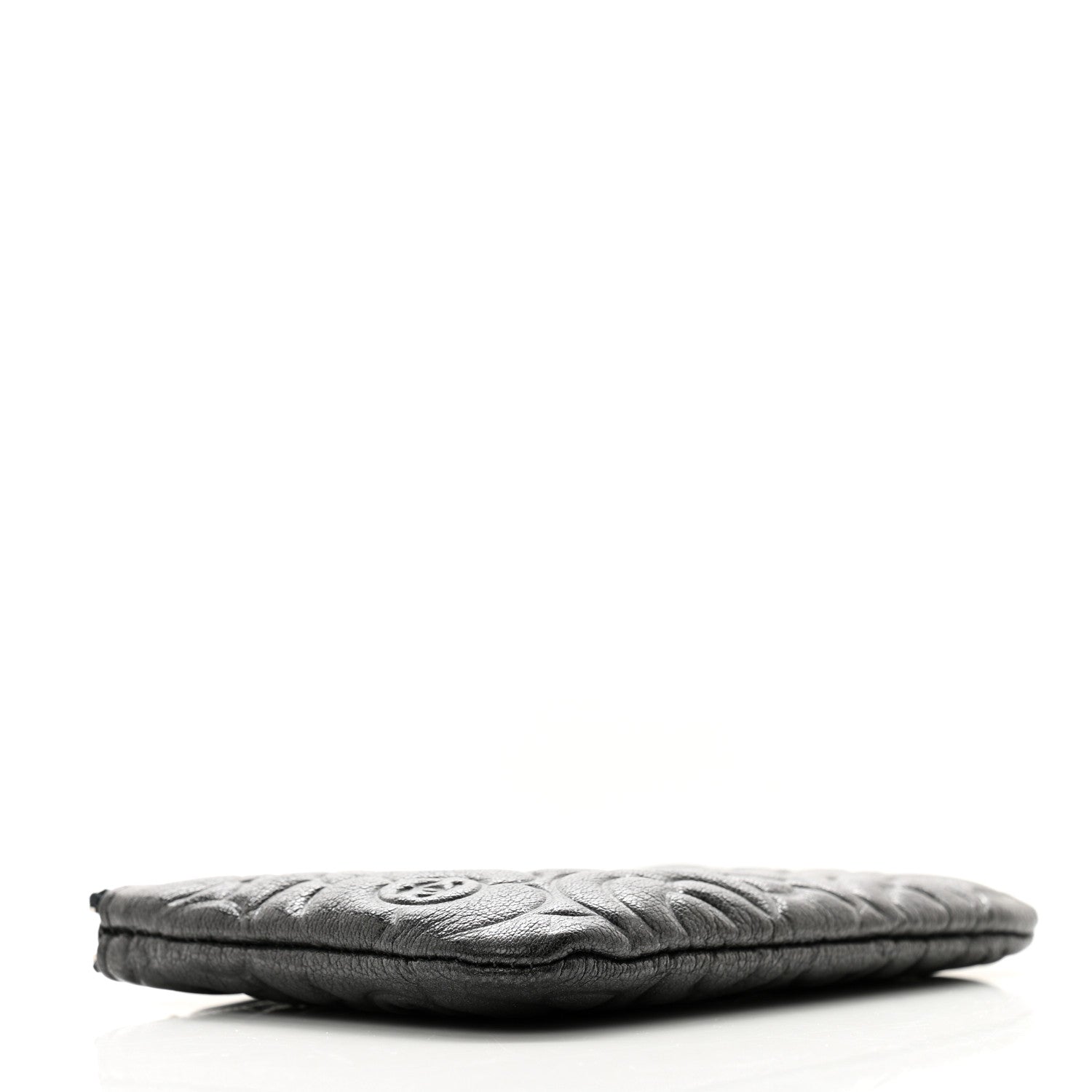 Chanel Goatskin Camellia Embossed Cosmetic Pouch Black 4 of 8