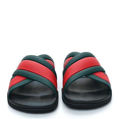 Gucci Rubber Web Womens Criss Cross Slide Sandals 37 Green Red 3 of 8