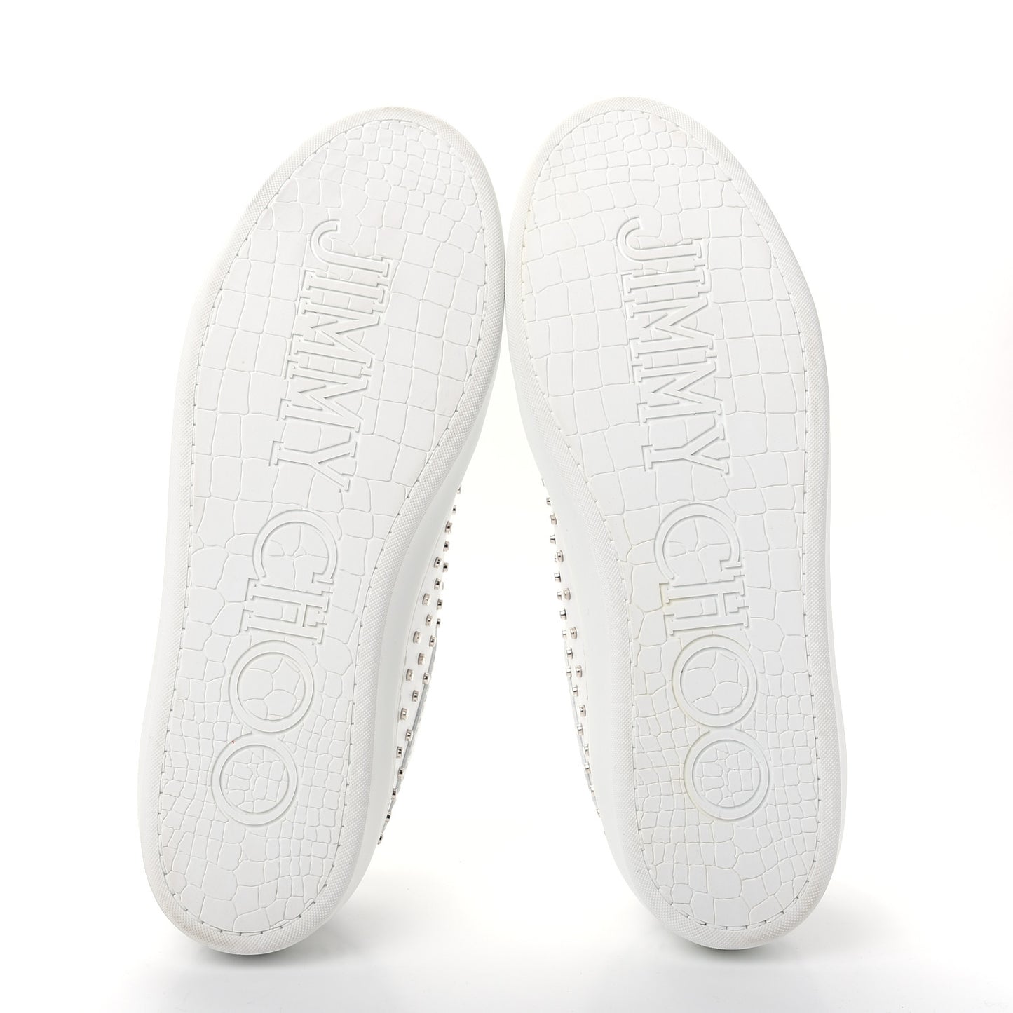 Calfskin Studded Mens Ace Sneakers 45 White Silver