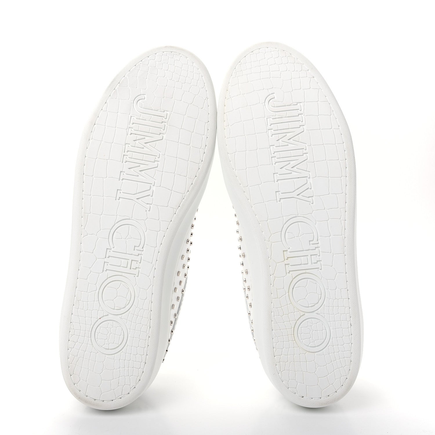 Jimmy Choo Calfskin Studded Mens Ace Sneakers 45 White Silver 6 of 10