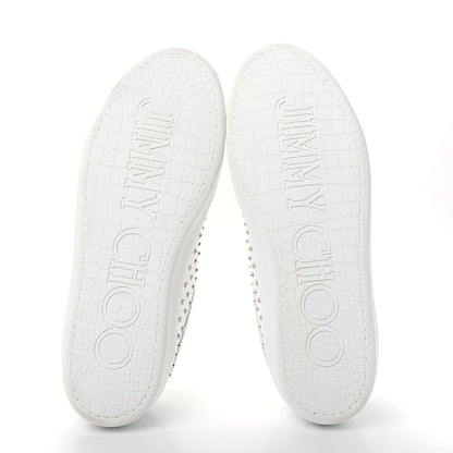 Jimmy Choo Calfskin Studded Mens Ace Sneakers 45 White Silver 6 of 10