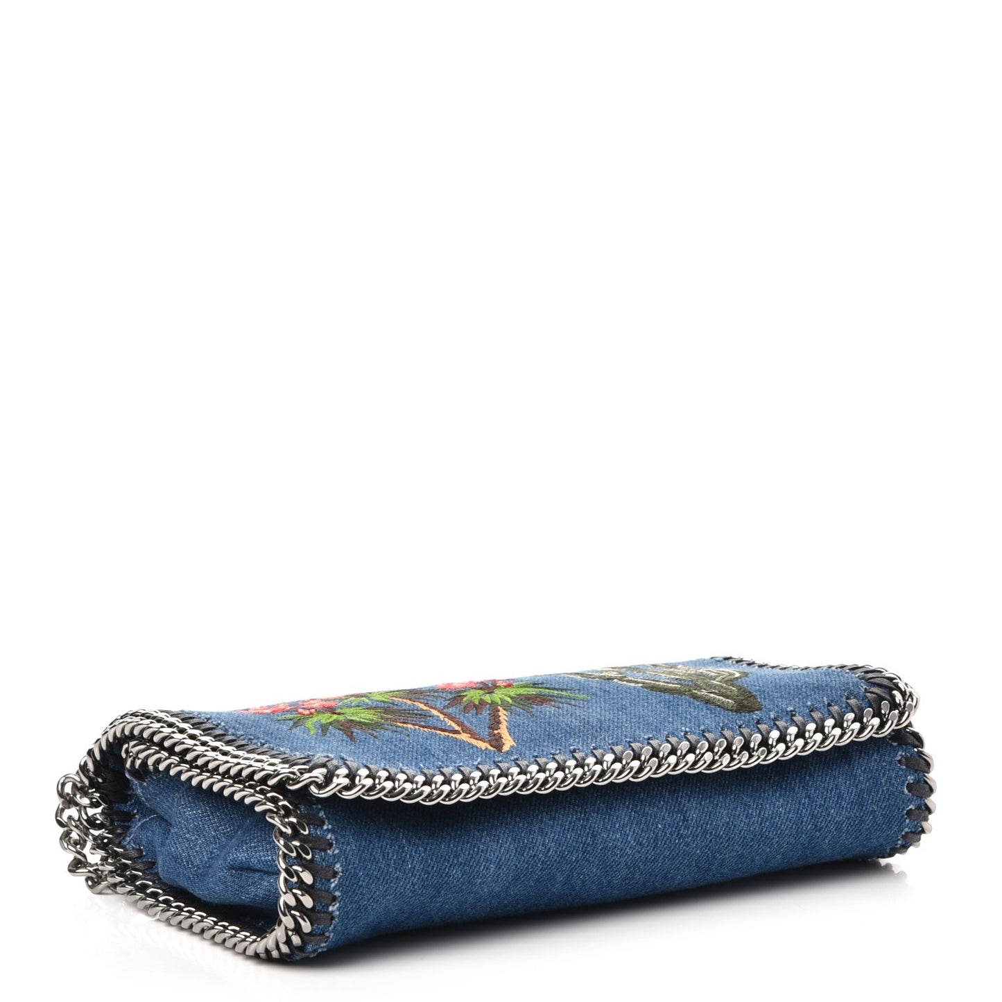 Eco Denim Embroidered Falabella Crossbody Cerulean