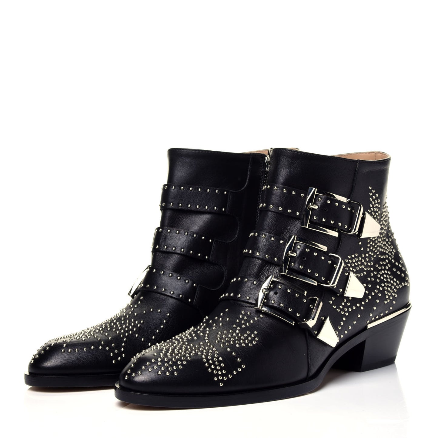 Nappa Sheepskin Studded Susanna Ankle Boots 37.5 Black