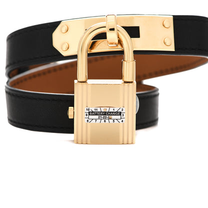 Hermes Stainless Steel Barenia 20mm Kelly Cadena Double Tour Quartz Watch Noir 3 of 4