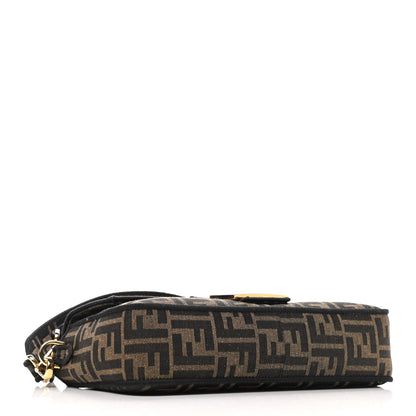 Fendi Fabric Jacquard FF 1974 Medium Baguette Tobacco Moro Black 4 of 9
