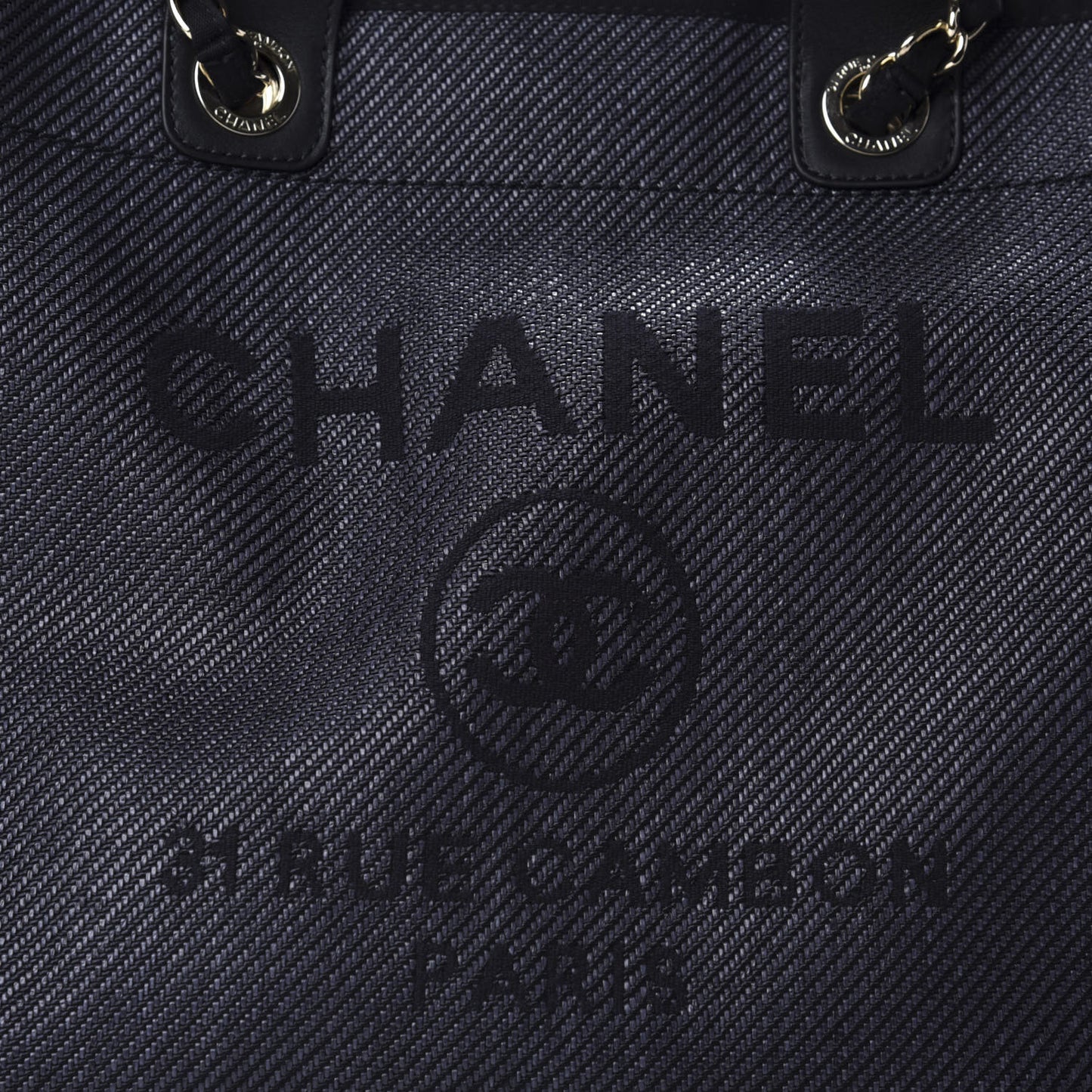 Mixed Fibers Calfskin Medium Deauville Tote Black