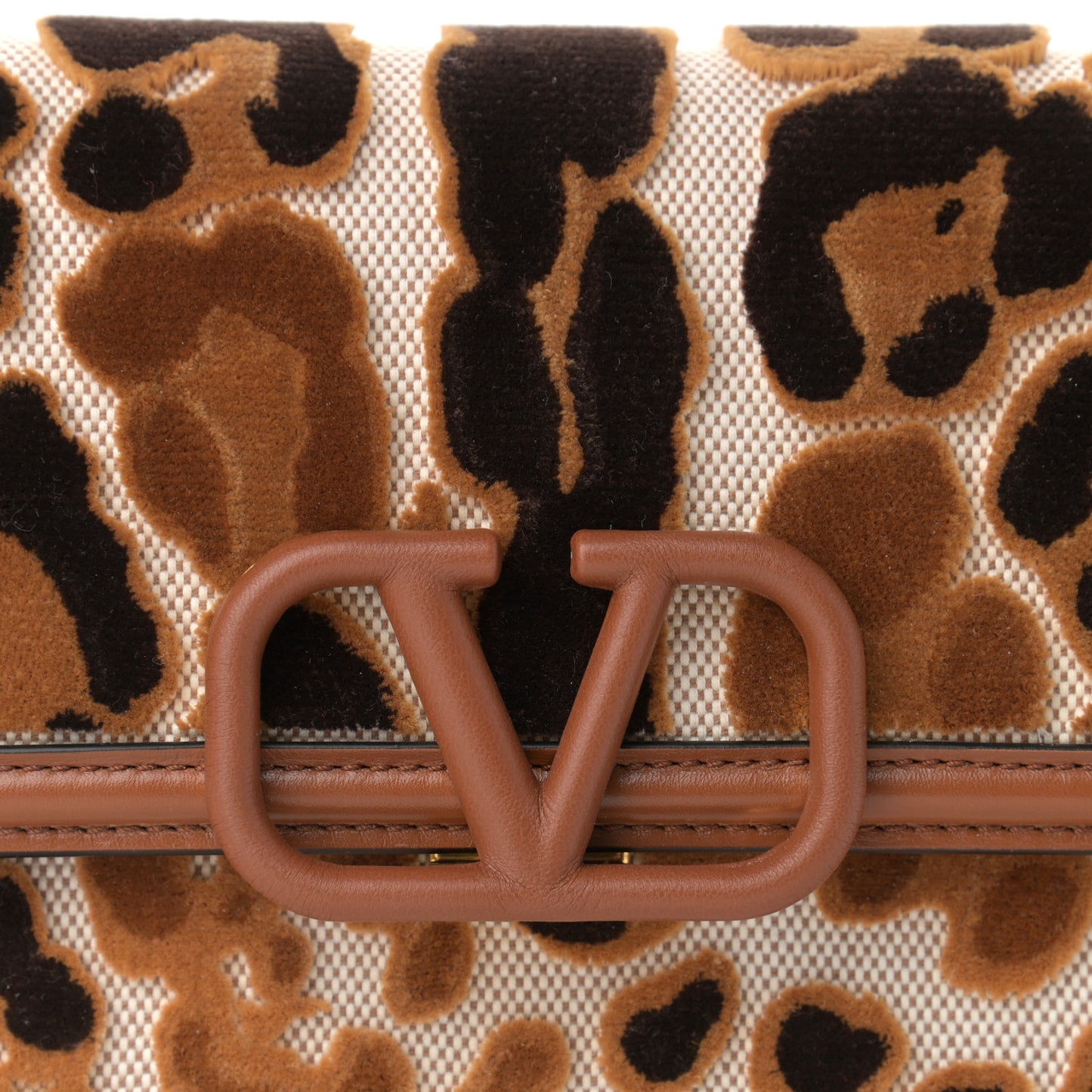 Canvas Leopard Print VSling Clutch With Shoulder Strap Bag