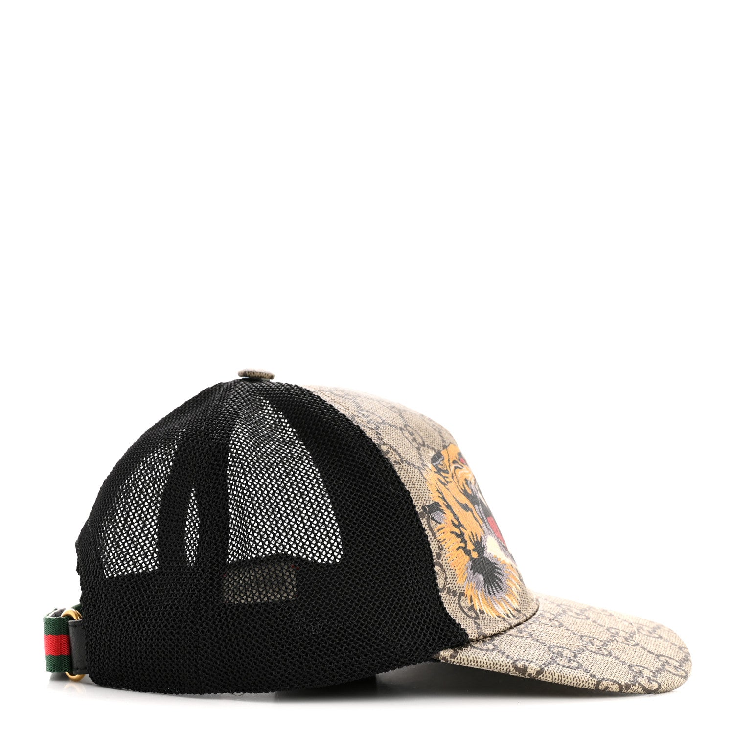 Gucci GG Supreme Monogram Tiger Print Baseball Hat XS Beige