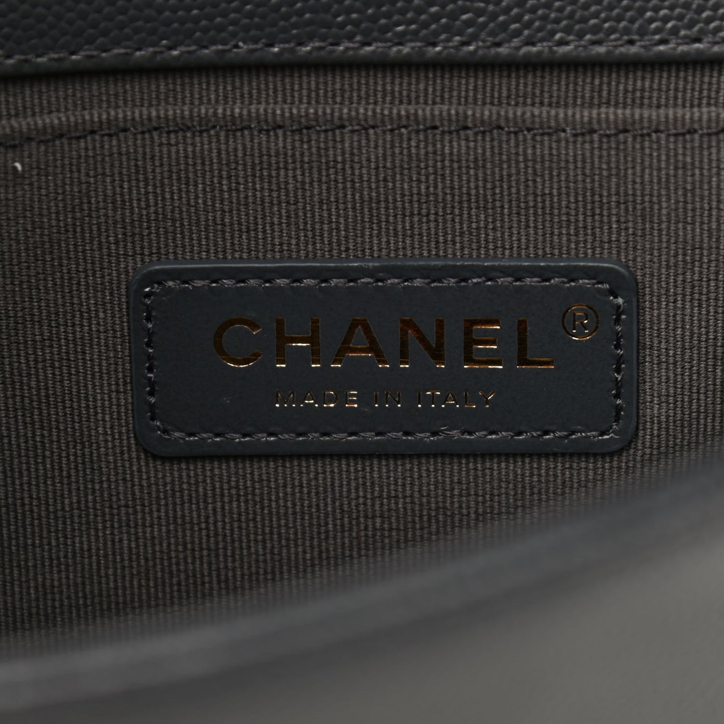 Caviar Chevron Quilted Small Boy Flap Dark Grey