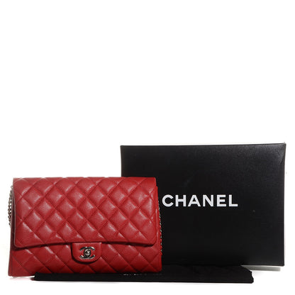 Chanel Caviar Quilted Clutch with Chain Flap Red 5 of 9
